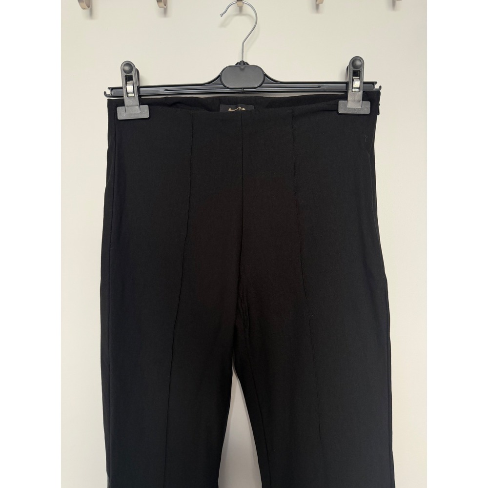 Massimo Dutti Black High Waisted Flare Pintuck Seam Side Zip Trousers Pants - Picture 3 of 15